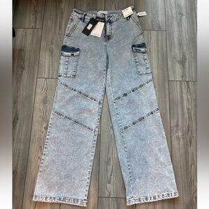 Marc New York. Marc Jacob wide led cargo acid wash Jeans . Sz 8 NWT